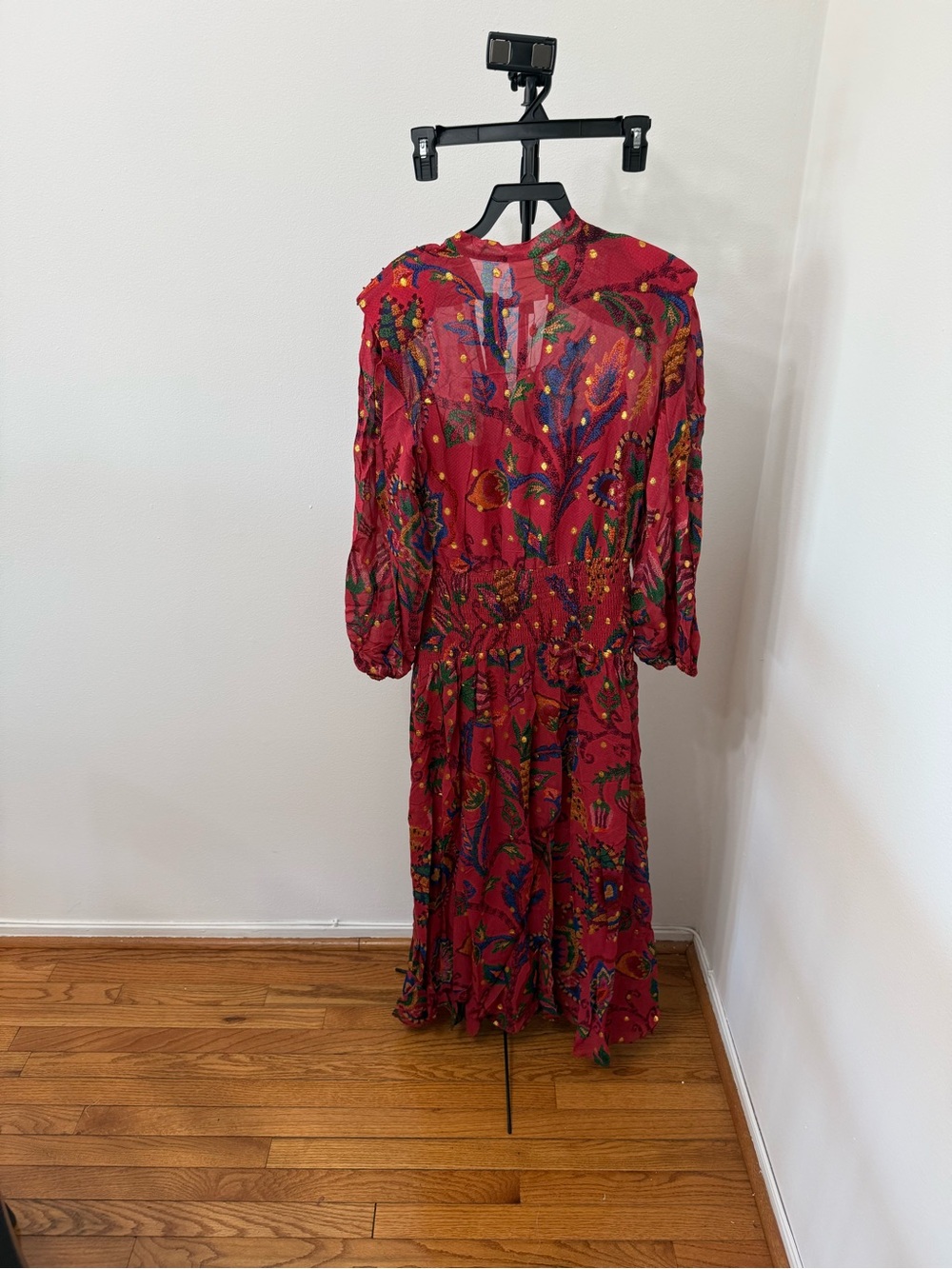 FARM Rio Red Floral Paisley Tie-Neck Maxi Dress - Picture 8 of 8